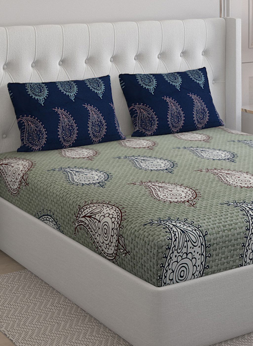 144TC Pure Cotton Single Bedsheet with 2 Pillow Covers