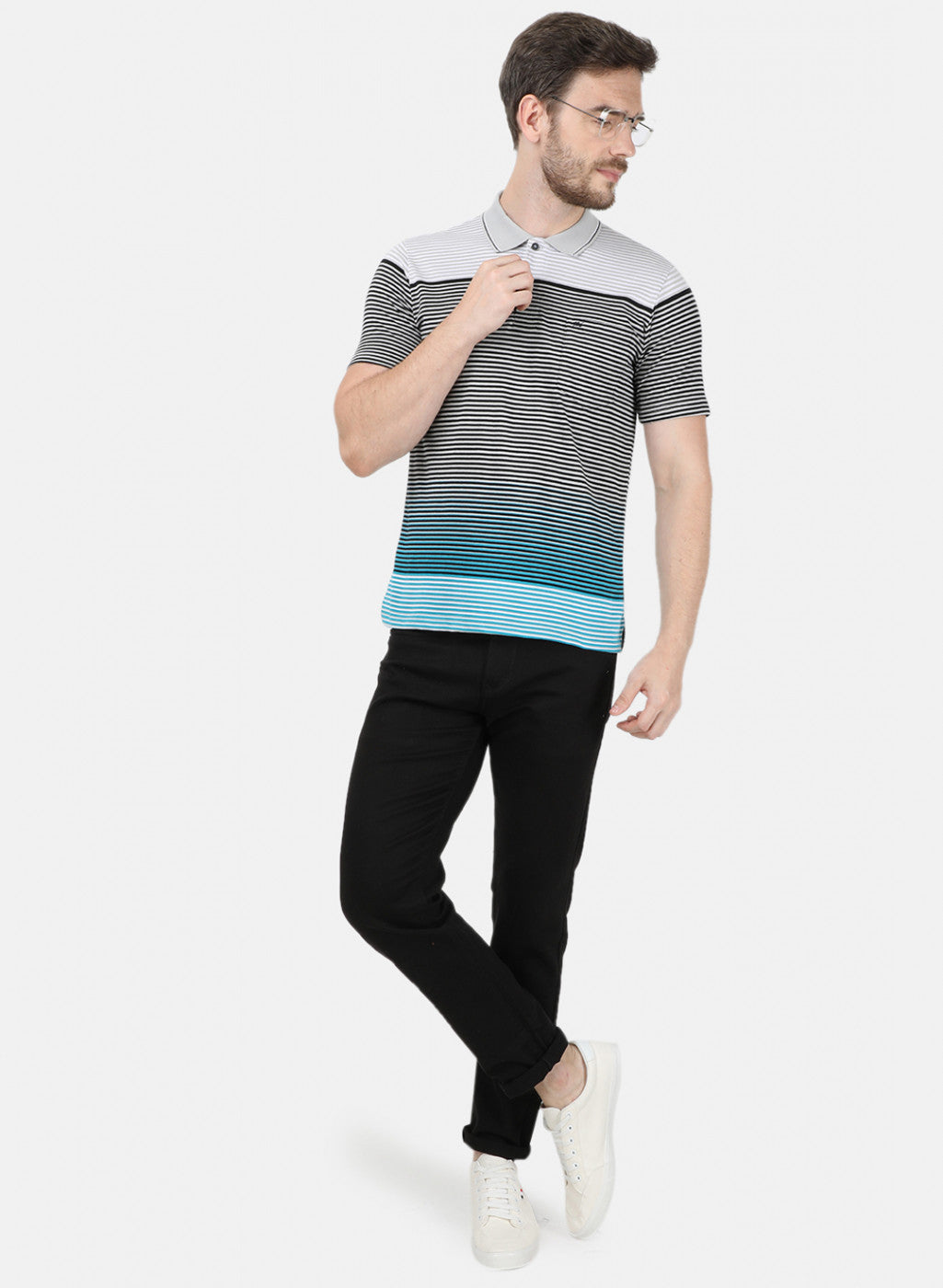 Mens Grey Stripe T-Shirt