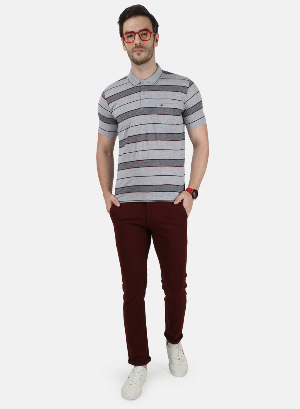 Mens Grey Stripe T-Shirt
