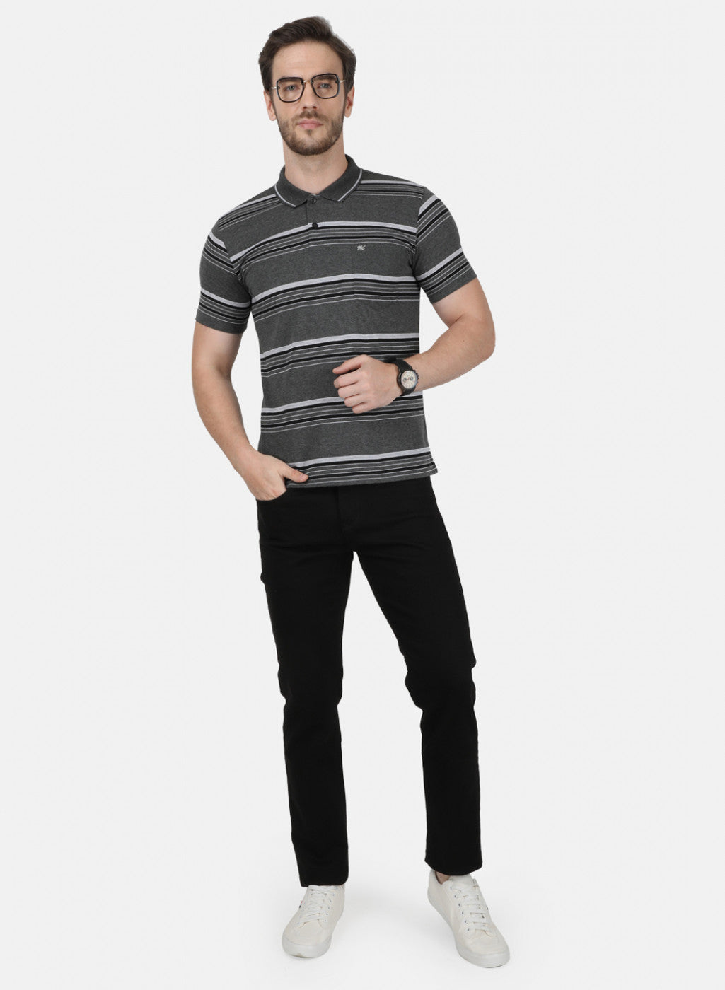 Mens Grey Stripe T-Shirt