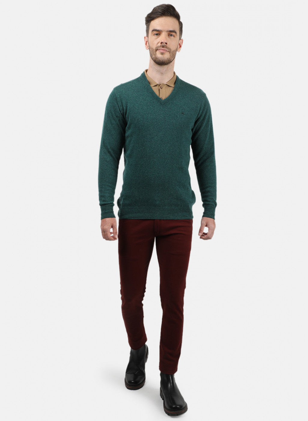 Men Green Solid Pullover