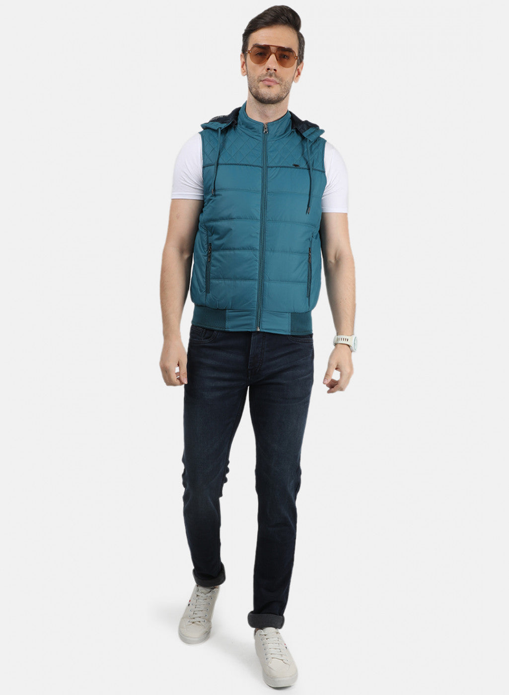 Men Blue Plain Jacket