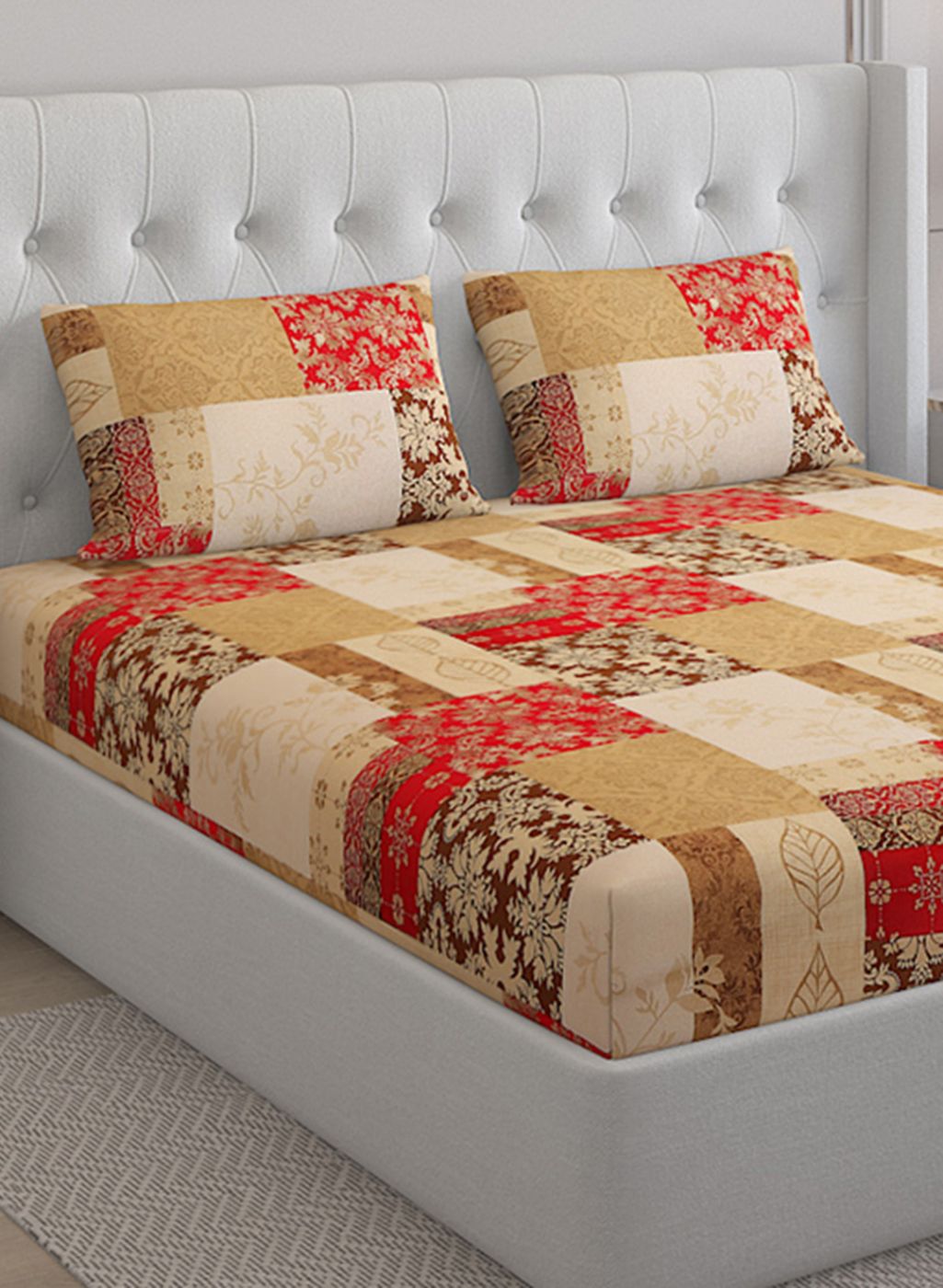 140TC Pure Cotton King Bedsheet with 2 Pillow Covers