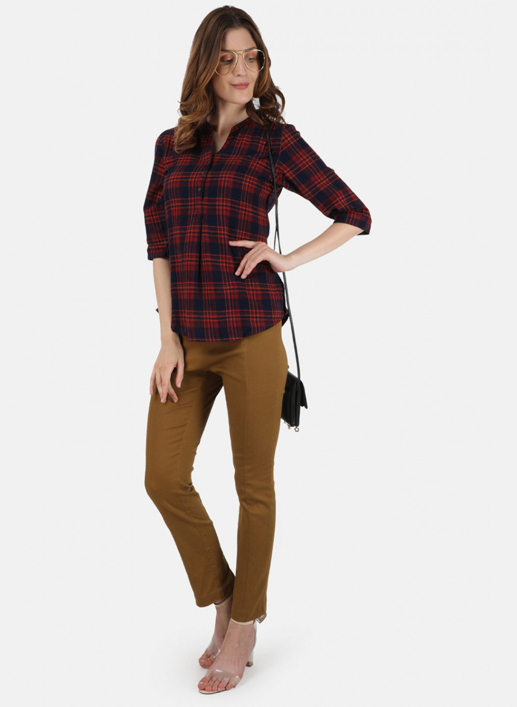 Womens Red Check Top
