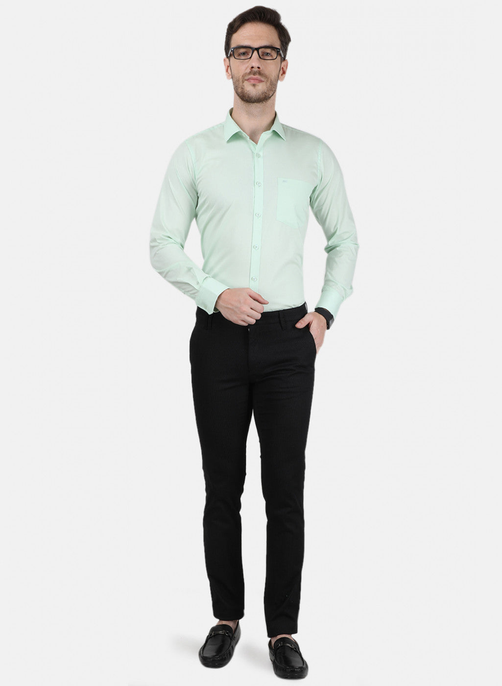 Mens Green Solid Shirts