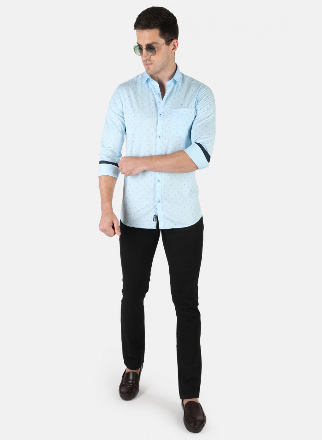 Men Blue Printed Shirt