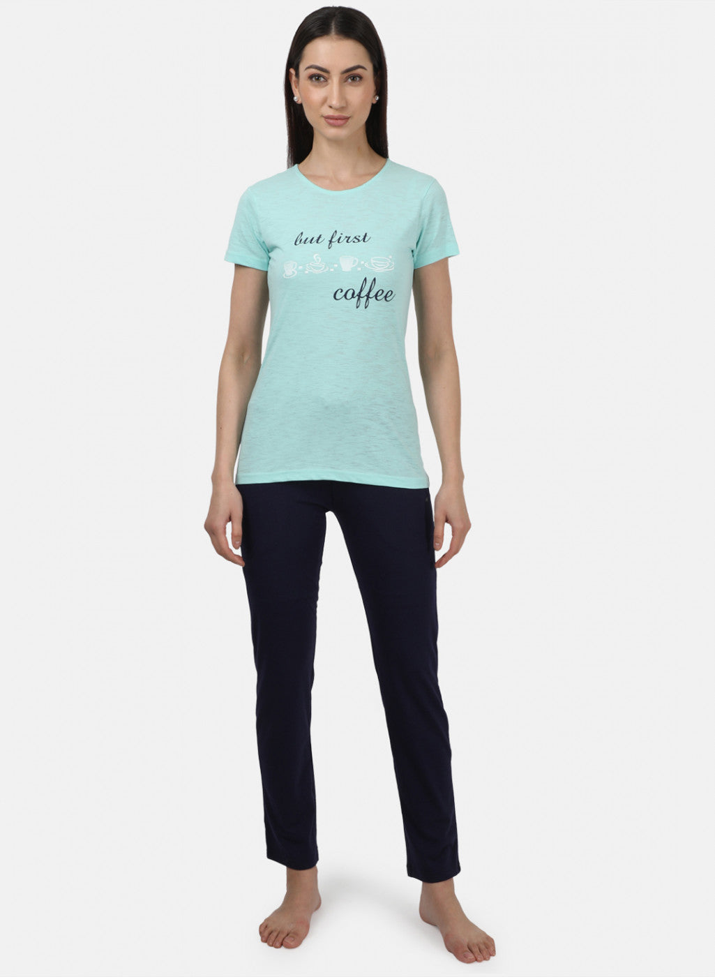 Womens NAvy & Sea Green Printed Tracksuits