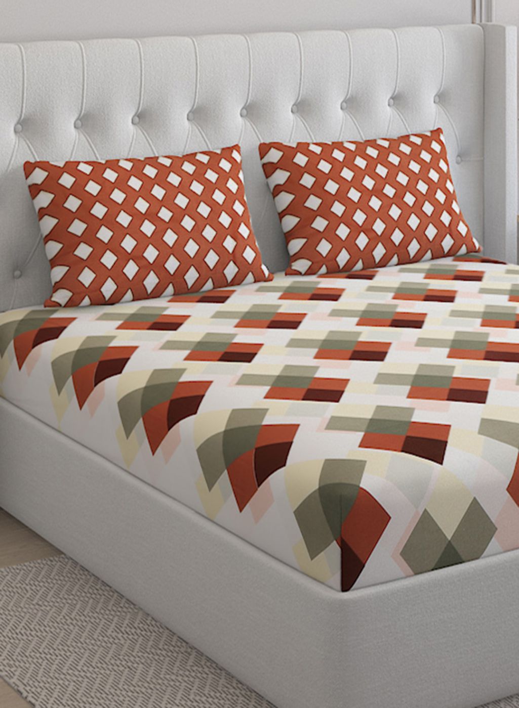 152TC Pure Cotton King Bedsheet with 2 Pillow Covers