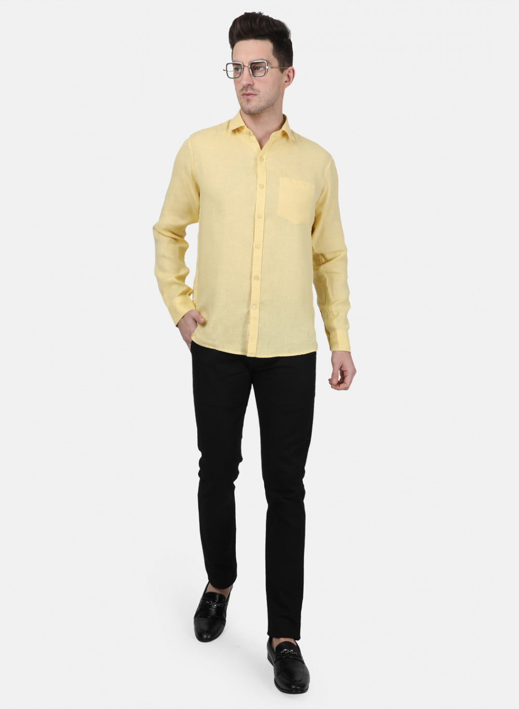 Mens Yellow Solid Shirt