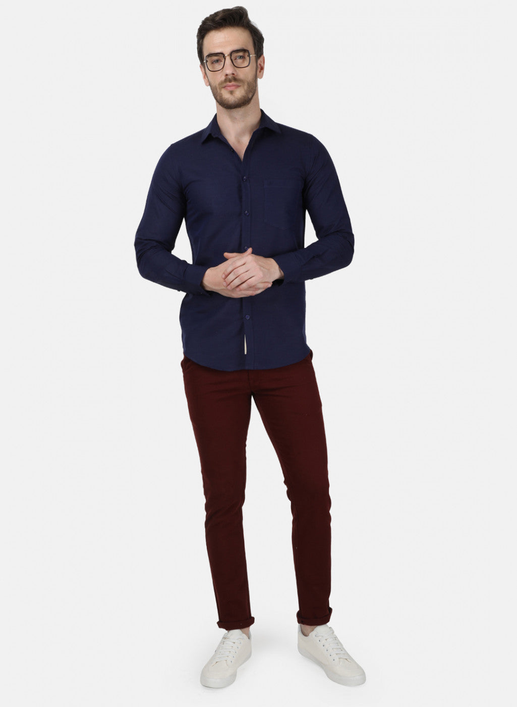 Mens NAvy Blue Solid Shirt