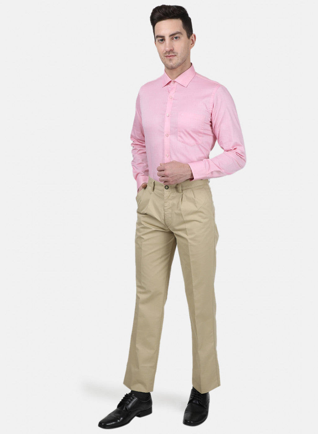 Mens Beige Regular Trouser