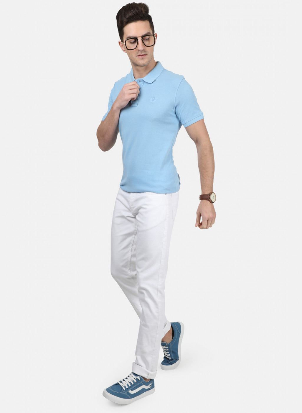 Mens Sky Blue Plain T-Shirt