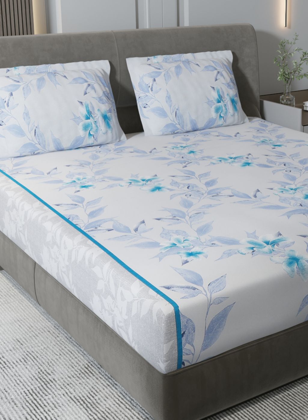 120TC Pure Cotton Queen Bedsheet with 2 Pillow Covers