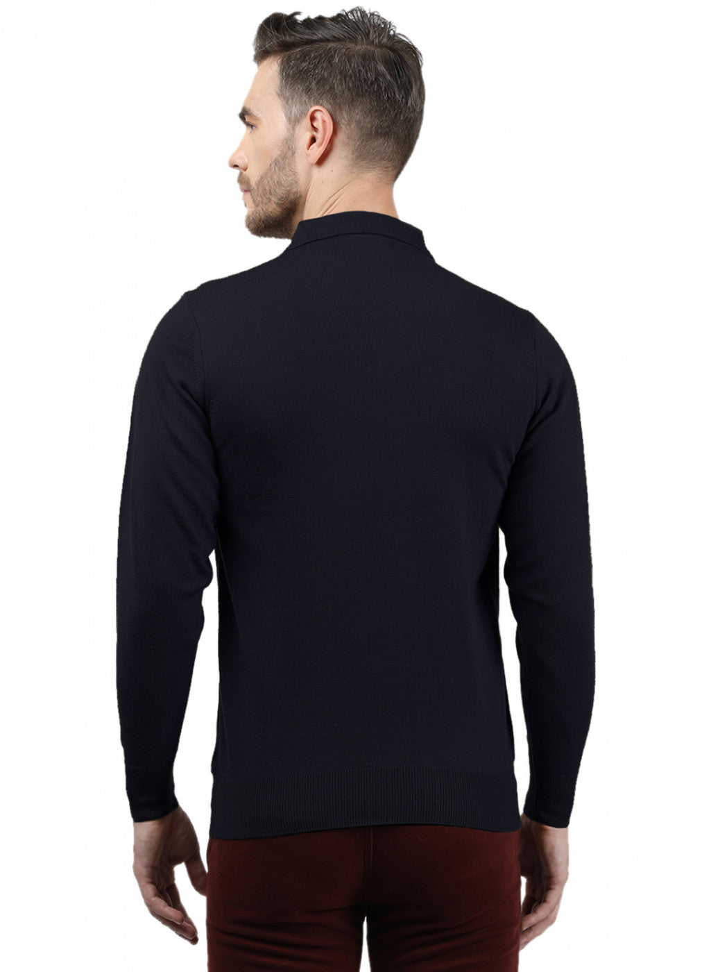 Men NAvy Blue Collar T-Shirt