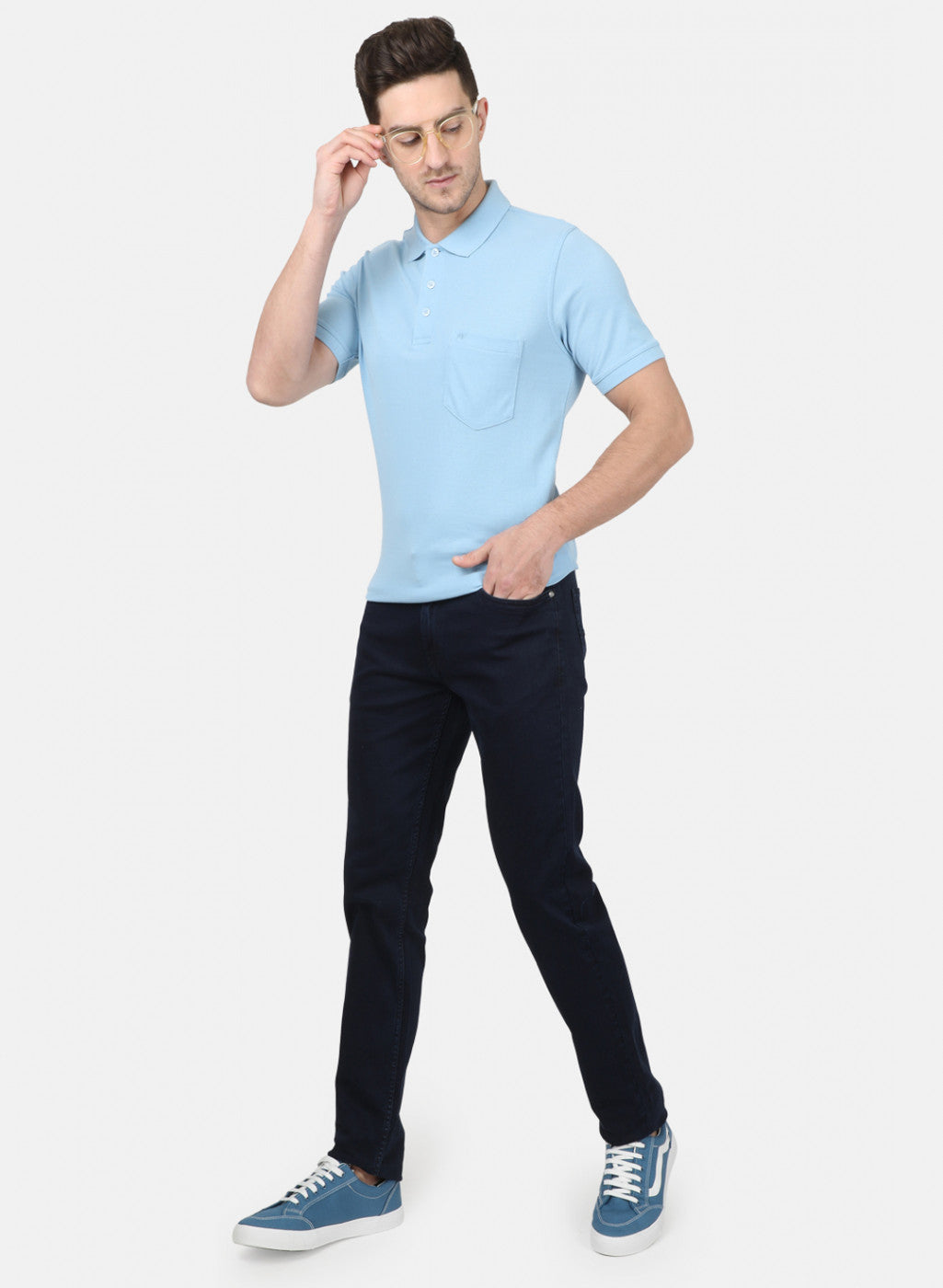 Mens Sky Blue Plain T-Shirts