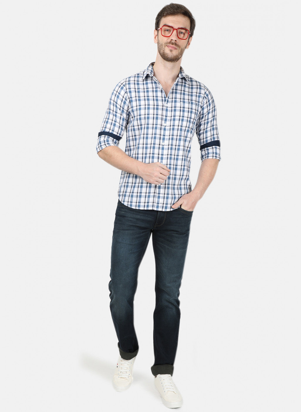 Mens Blue Check Shirt