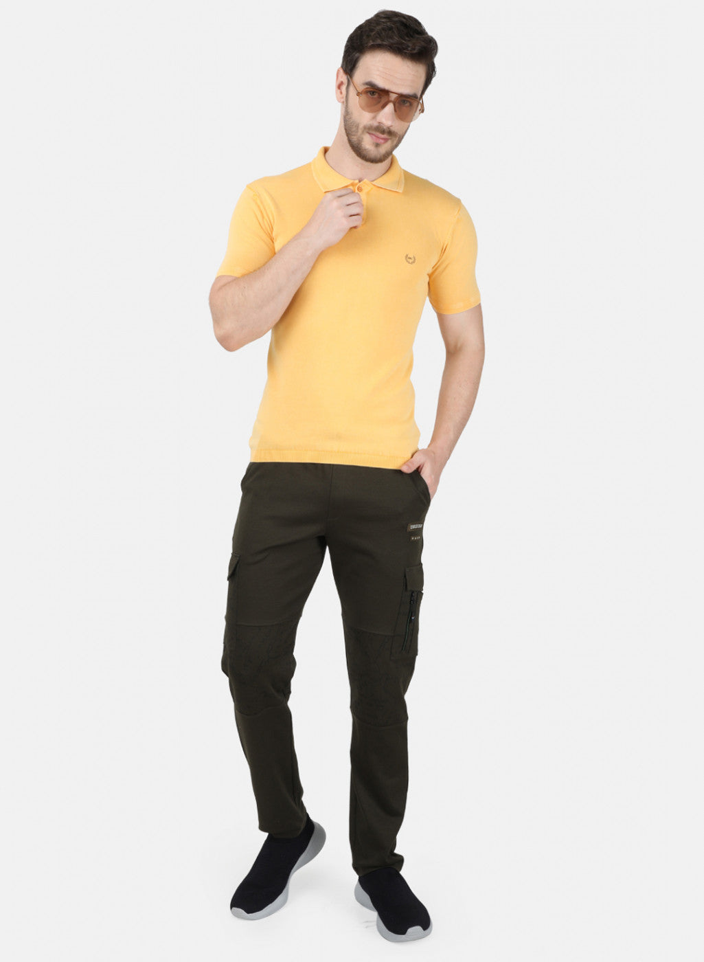 Mens Yellow Plain T-Shirt