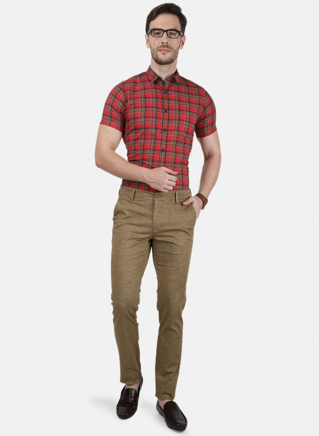 Mens Brown Printed Trousers