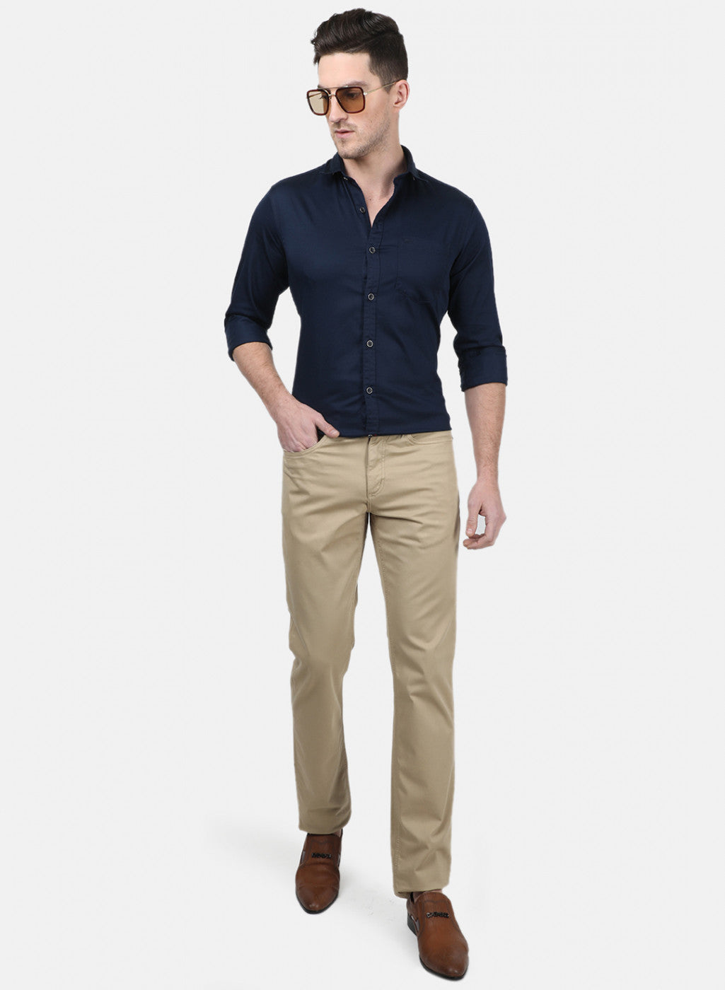 Mens NAvy Blue Solid Shirts