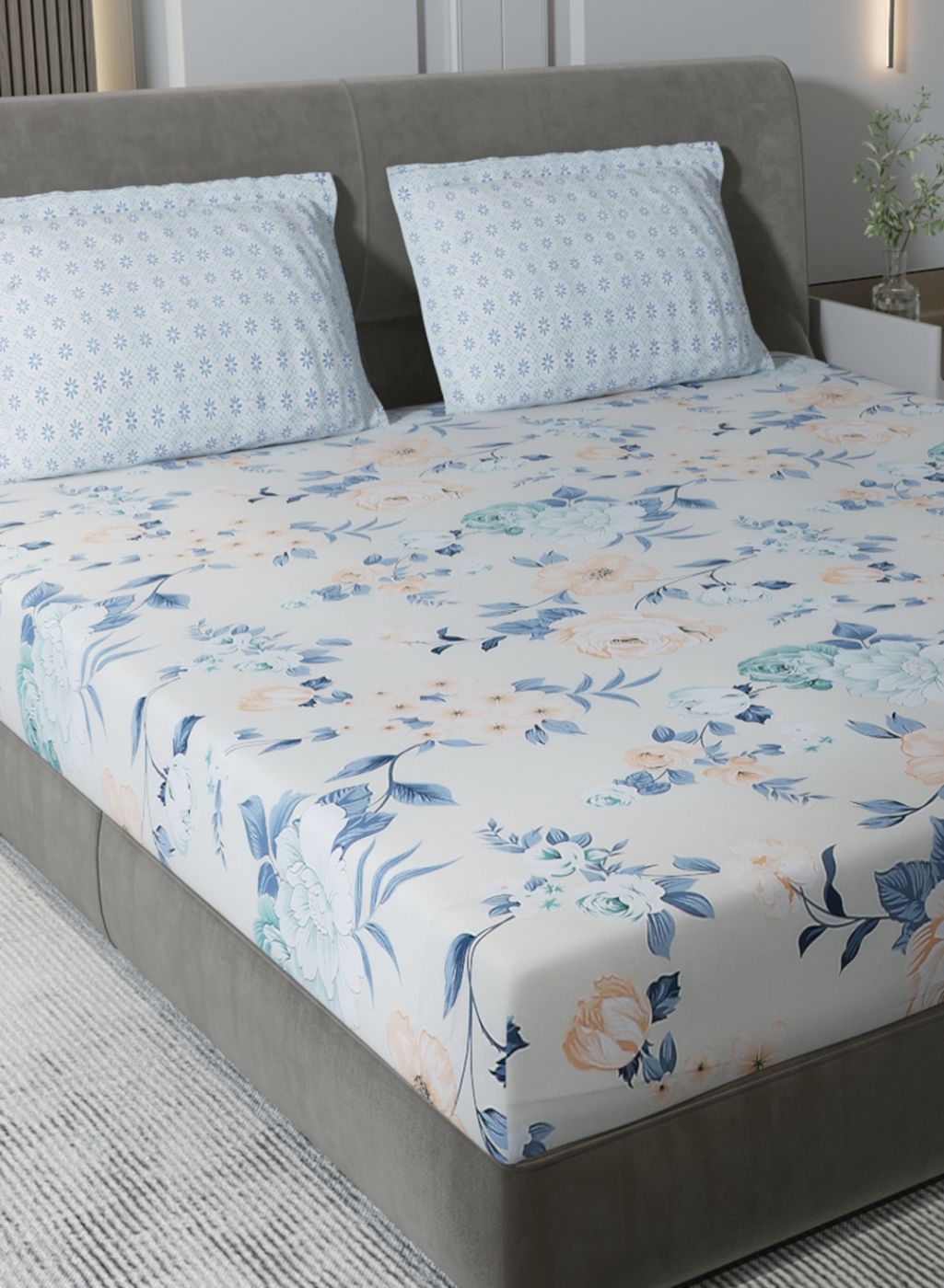 200TC Pure Cotton Queen Bedsheet with 2 Pillow Covers