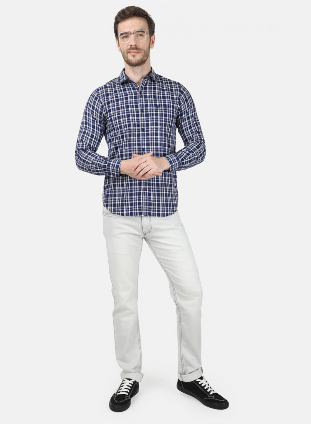 Mens NAvy Blue Check Shirt
