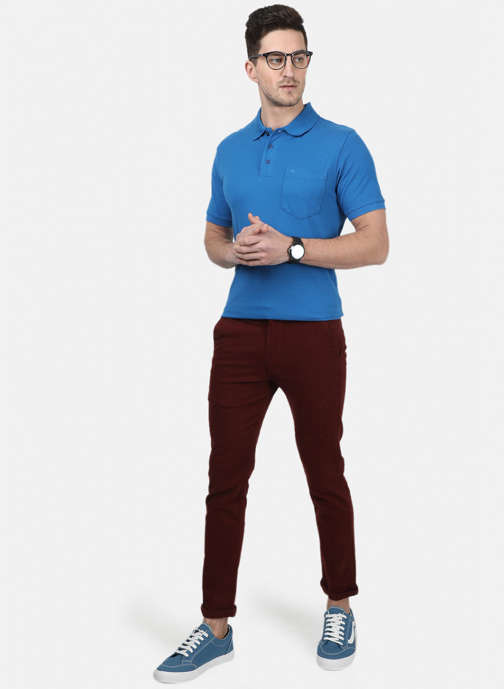 Mens Blue Plain T-Shirts