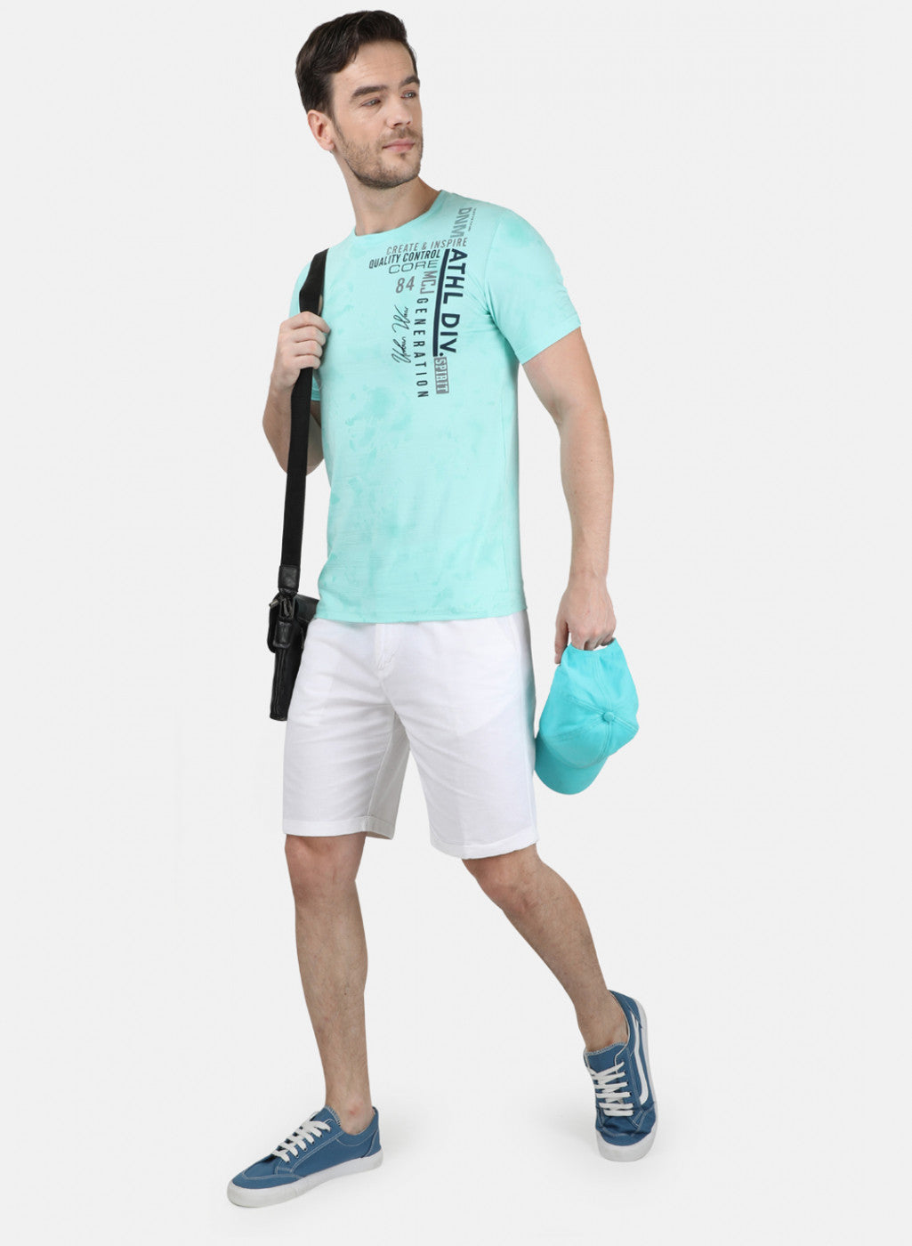 Mens Sea Green Printed T-Shirt
