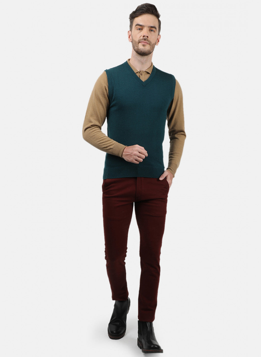 Men Blue Solid Sweater