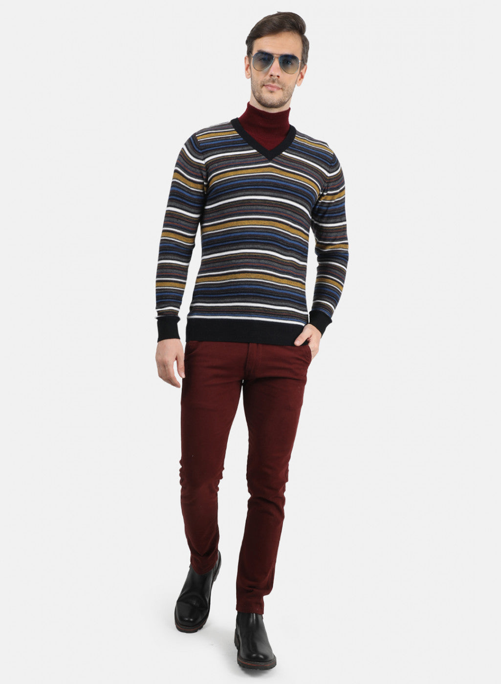 Men Multicolor Solid Pullover