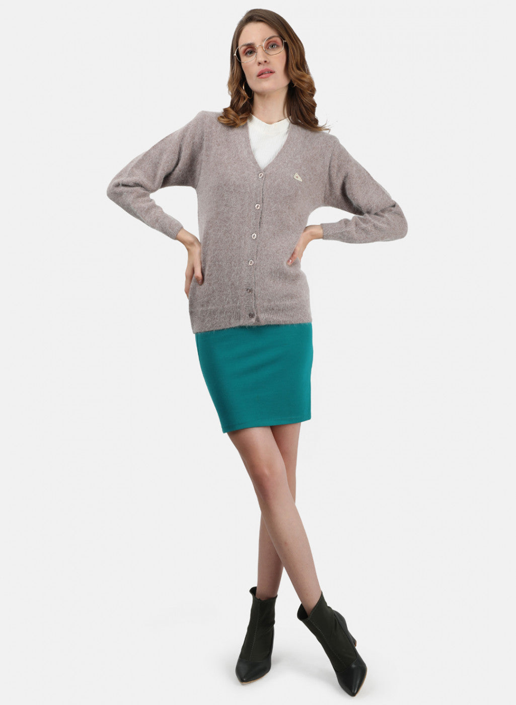 Women Light Brown Solid Cardigan