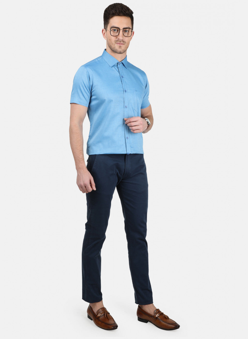 Mens Blue Printed Shirt