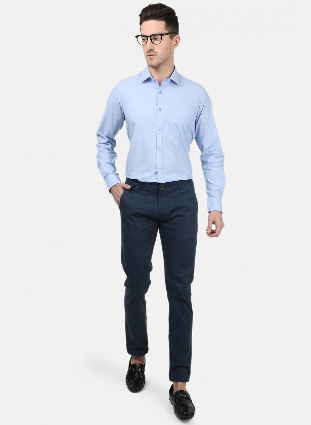 Mens Sky Blue Solid Shirts