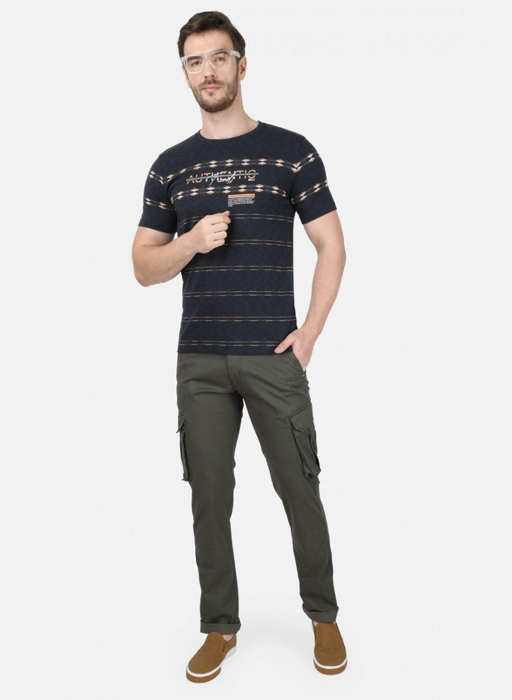 Mens Dark Grey Jaquard T-Shirt