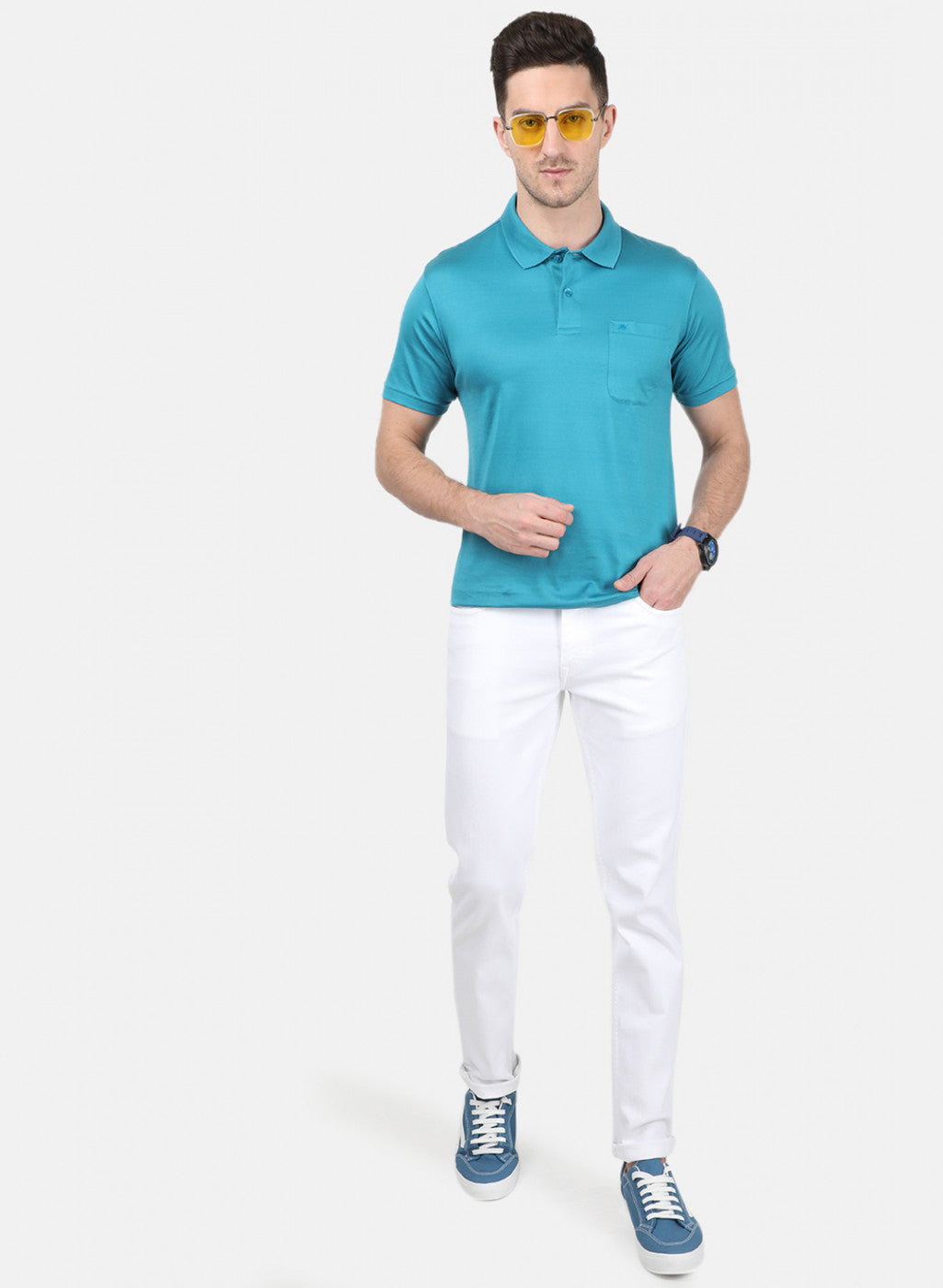 Mens Blue Plain T-Shirt
