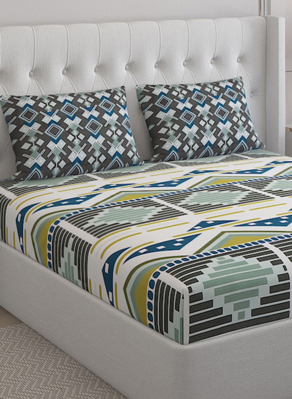 152TC Pure Cotton King Bedsheet with 2 Pillow Covers