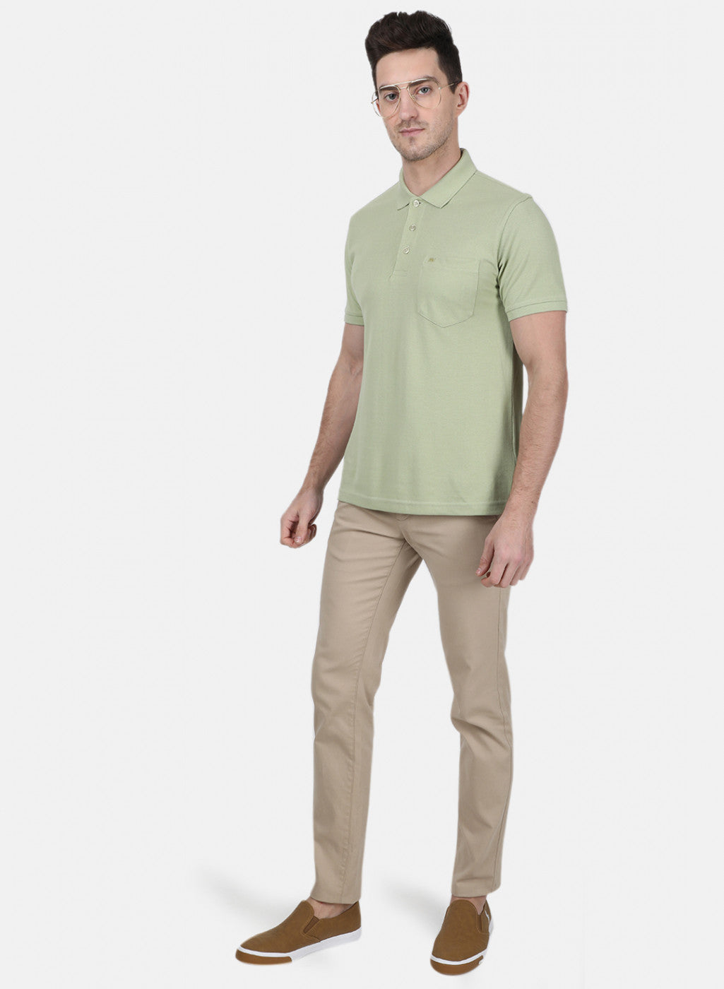 Mens Green Plain T-Shirt