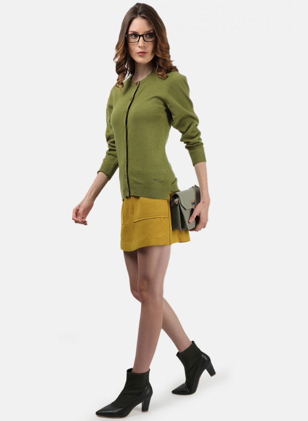 Women Green Solid Cardigan
