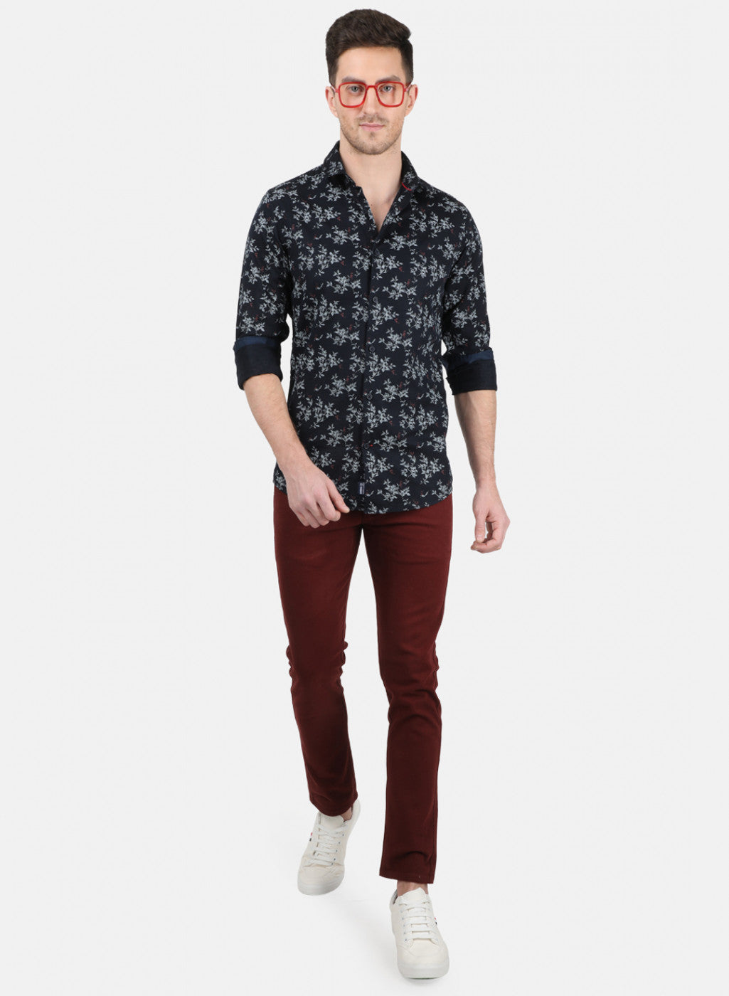 Mens NAvy Blue Printed Shirt