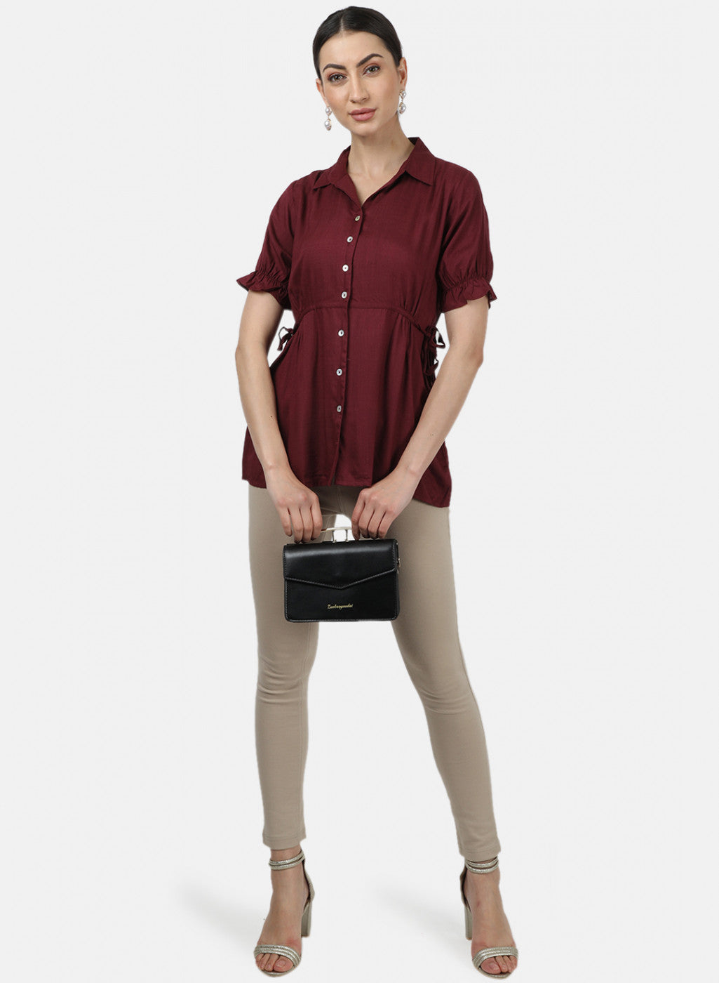 Womens Maroon Plain Top