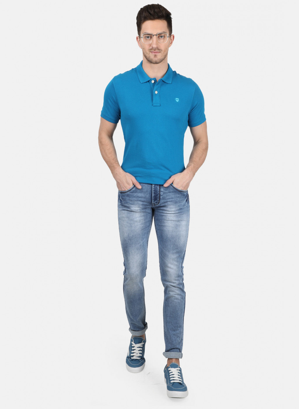 Mens Blue Plain T-Shirt