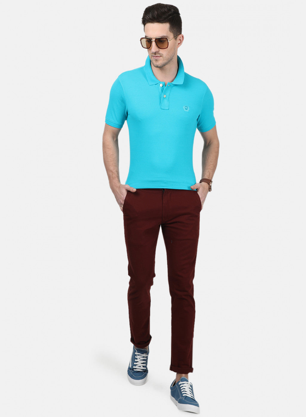Mens Blue Plain T-Shirts