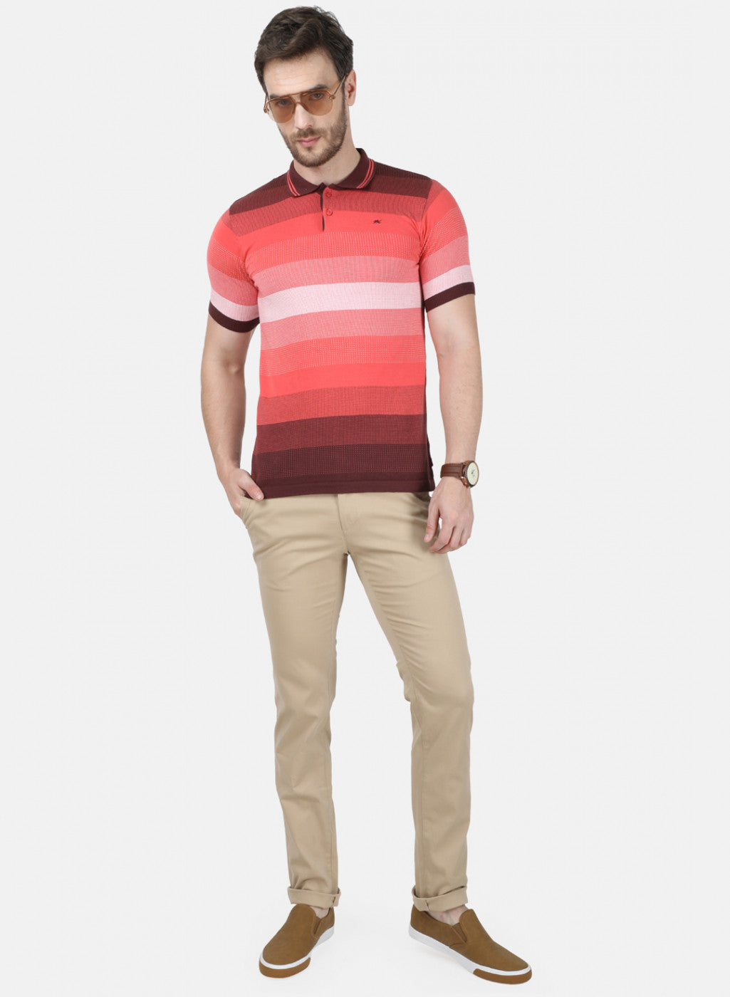 Mens Maroon Plain T-Shirt