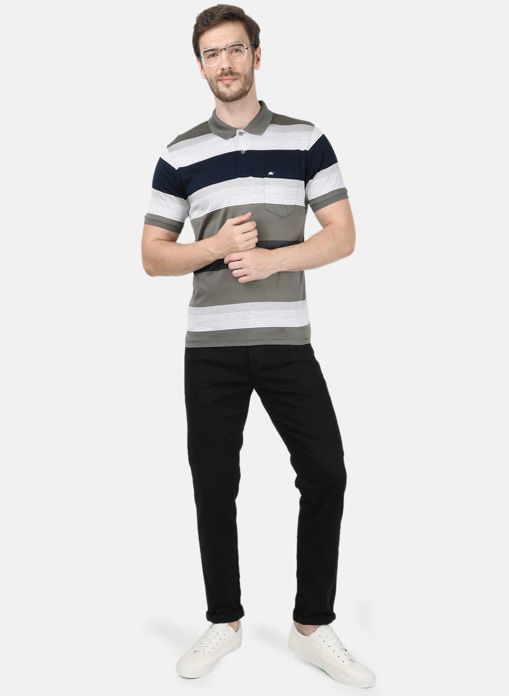 Mens Grey Stripe T-Shirt