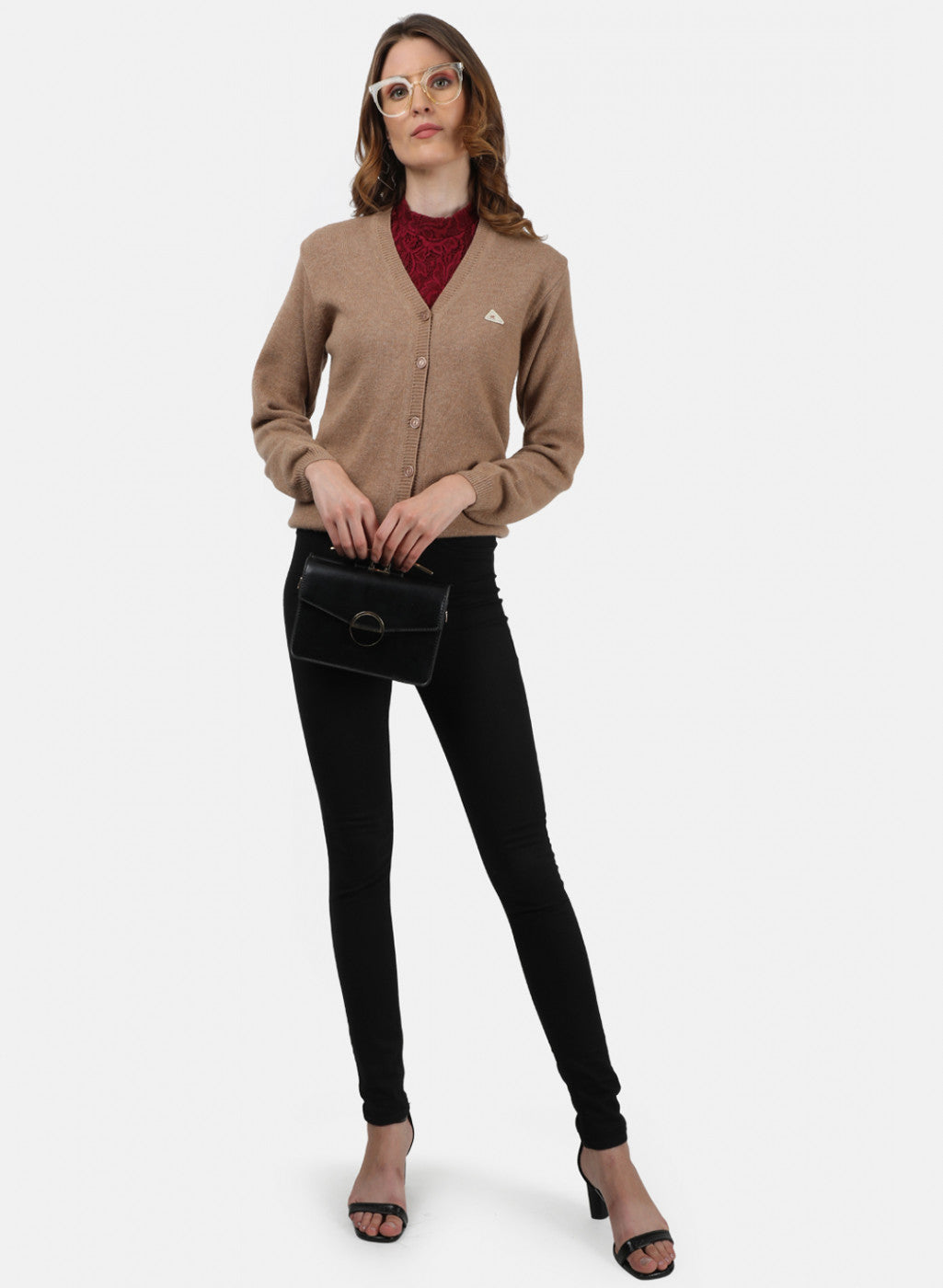 Women Beige Solid Cardigan