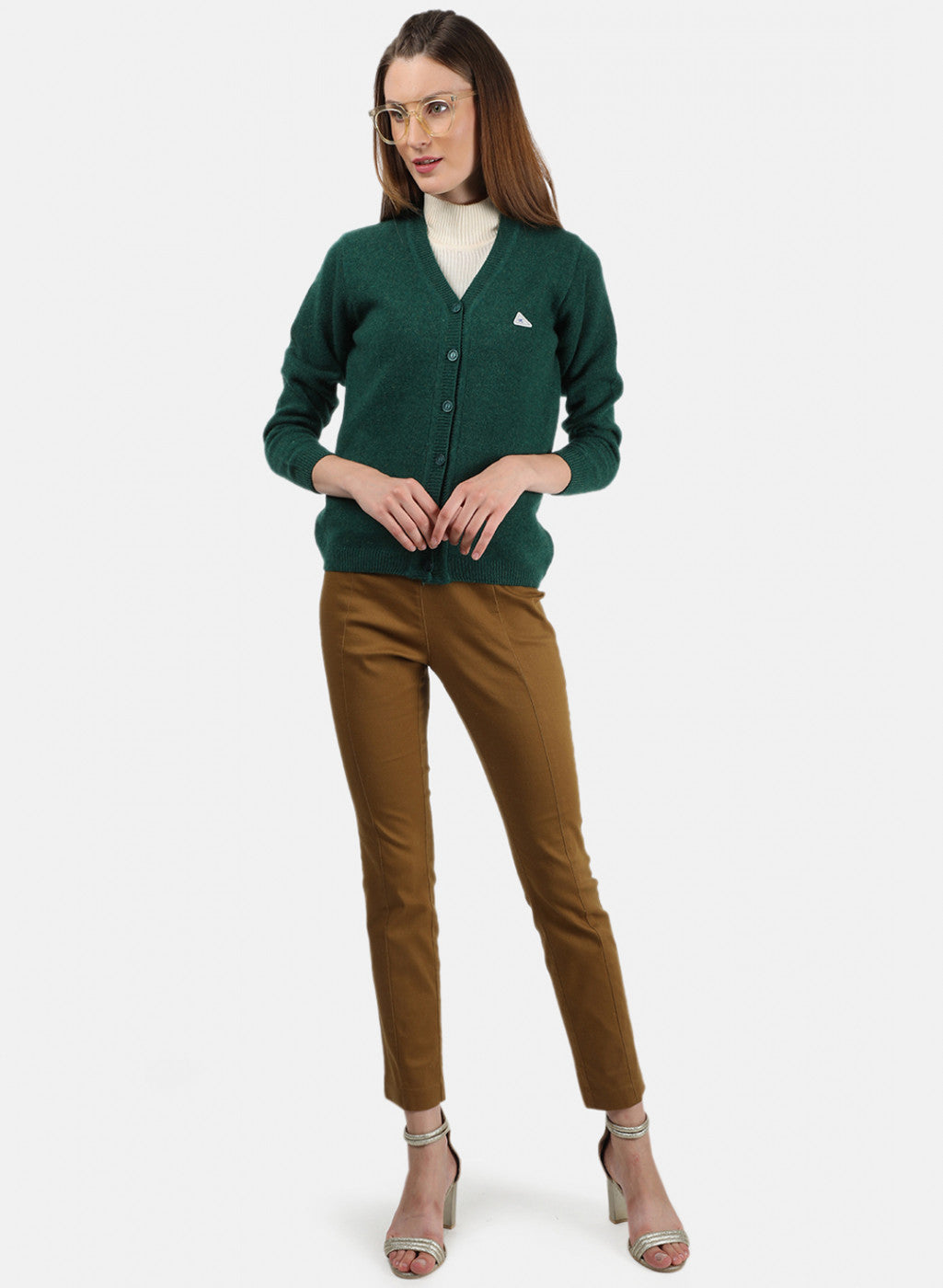 Women Green Solid Cardigan