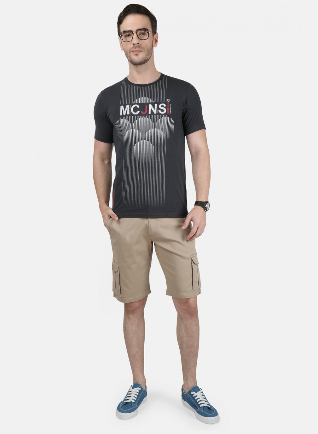 Mens Dark Grey Printed T-Shirt