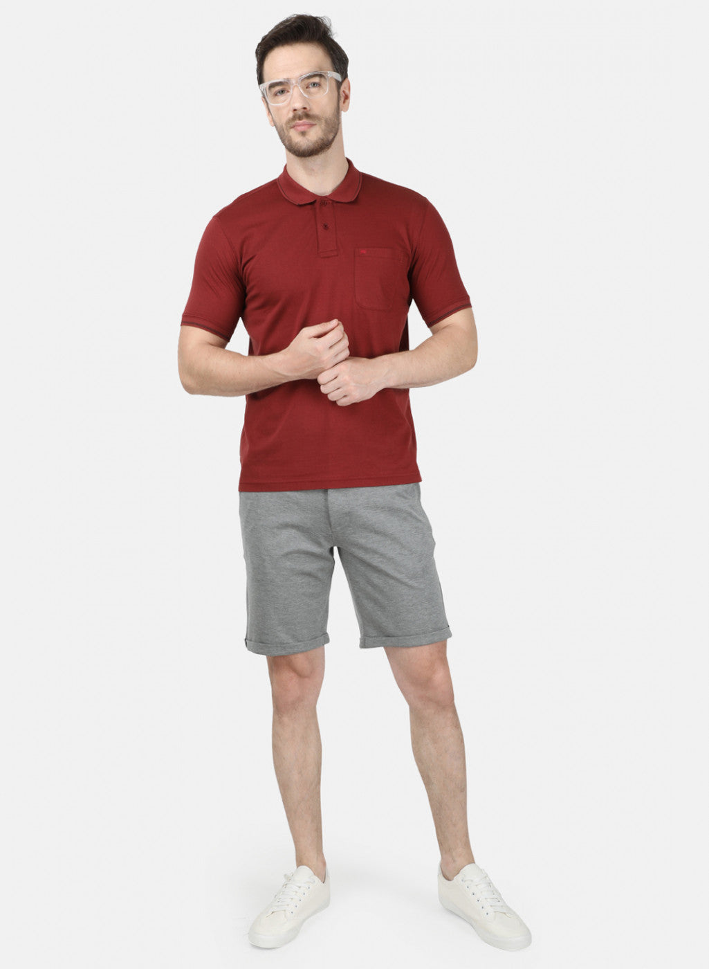 Mens Maroon Plain T-Shirt