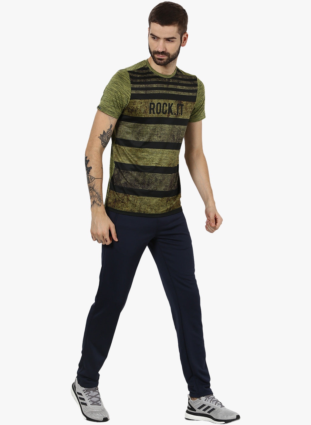 Rock.it Olive Round Neck Smart Fit T-Shirt