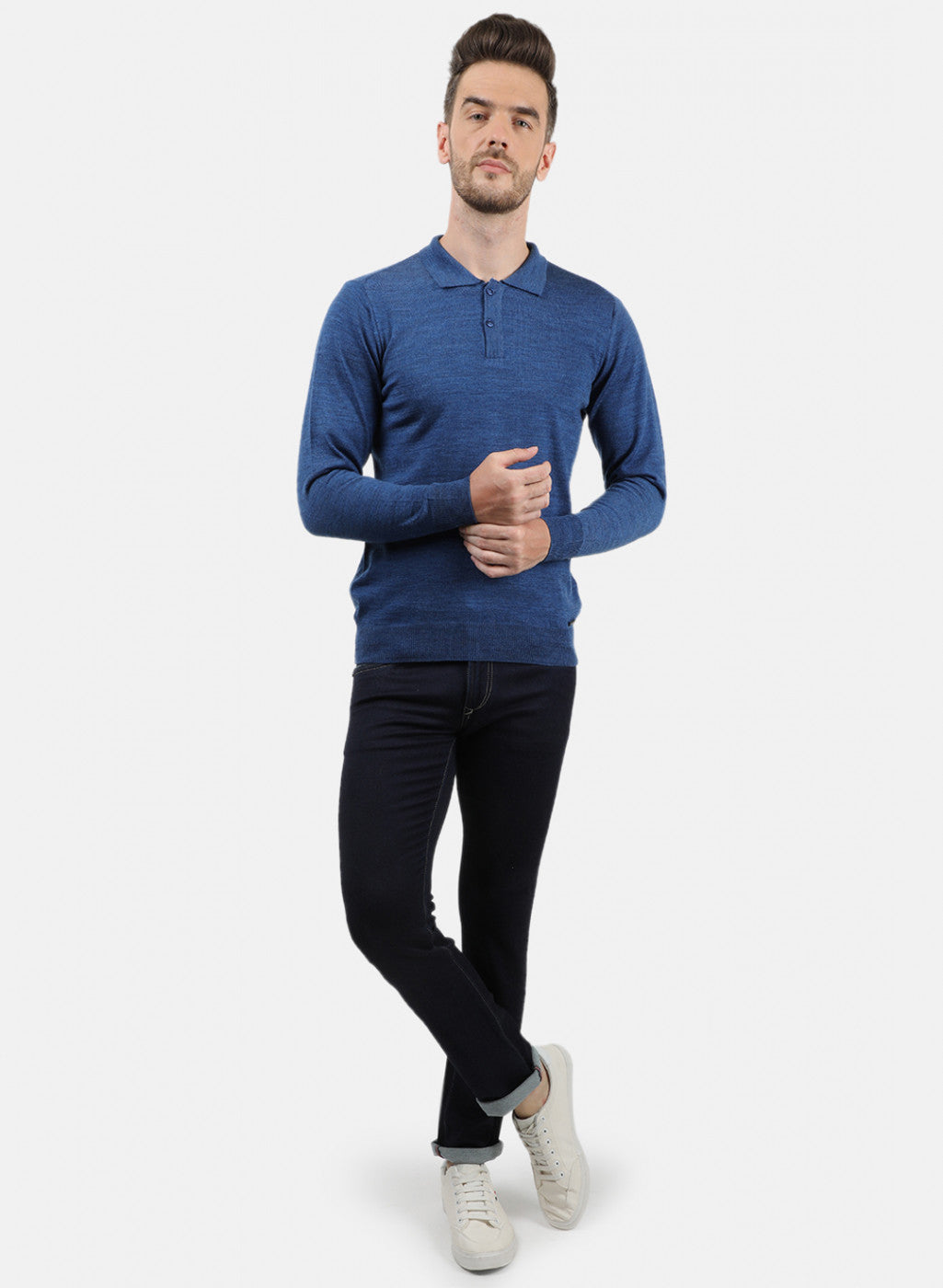 Men Blue Collar T-Shirt