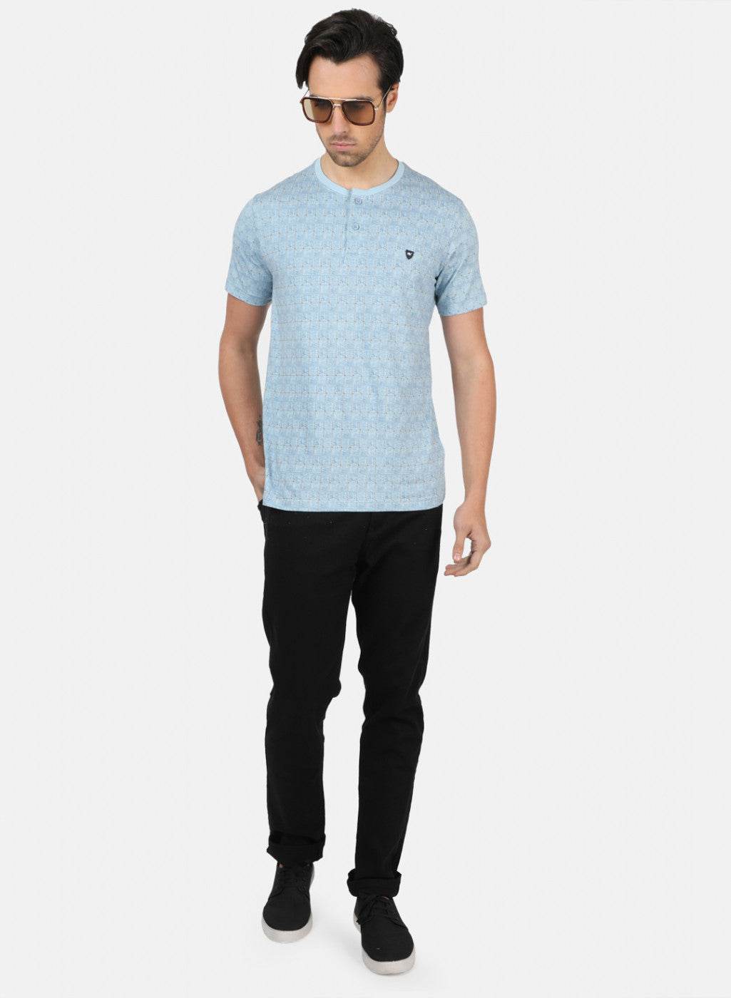 Men Blue Printed T-Shirts